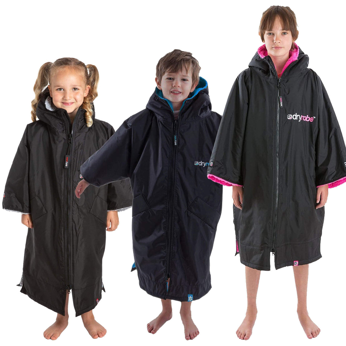Dryrobe - Kids Black (Short Sleeved)